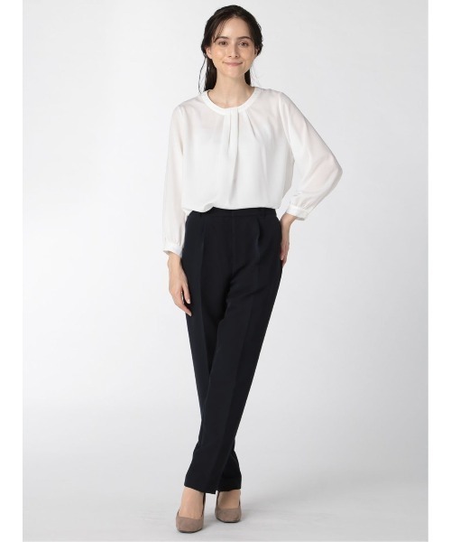 m.f.editorial(エムエフエディトリアル)の「エムエフエディトリアルレディース/m.f.editorial:Women ボウタイ風 クルー 8分袖プルオーバーブラウス(シャツ/ブラウス・レディース・ブラウン/ホワイト・MEDIUM/LARGE)」の17枚目の写真