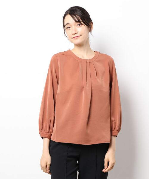 m.f.editorial(エムエフエディトリアル)の「エムエフエディトリアルレディース/m.f.editorial:Women ボウタイ風 クルー 8分袖プルオーバーブラウス(シャツ/ブラウス・レディース・ブラウン/ホワイト・MEDIUM/LARGE)」の20枚目の写真