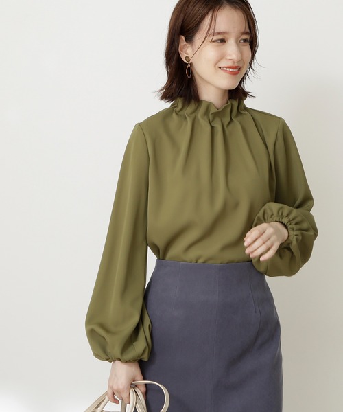 N.（N. Natural Beauty Basic）（エヌエヌナチュラルビューティーベーシック）の「【WEB限定カラー】◆ペーパーバックパフブブラウス（シャツ/ブラウス・レディース・ホワイト/ブラック/ホワイト系その他/ブルー/カーキ/グリーン・MEDIUM）」の4枚目の写真