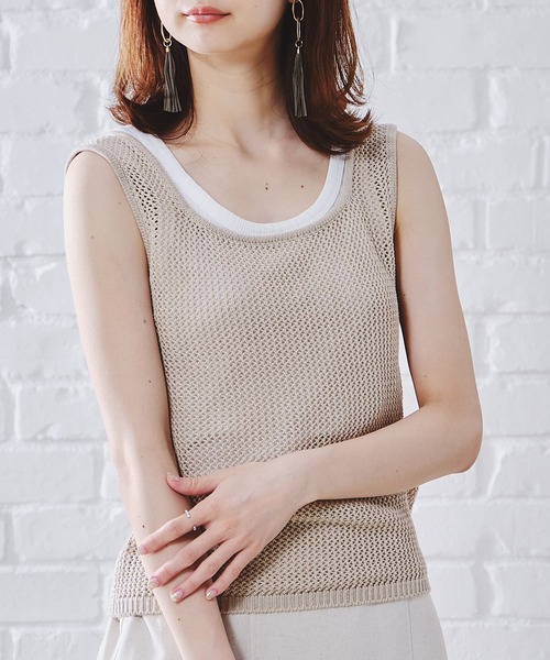 acro（アクロ）の「メッシュニットタンク/AC1101（タンクトップ・レディース・ブラウン/グリーン/ベージュ・ﾌﾘ-）」の2枚目の写真