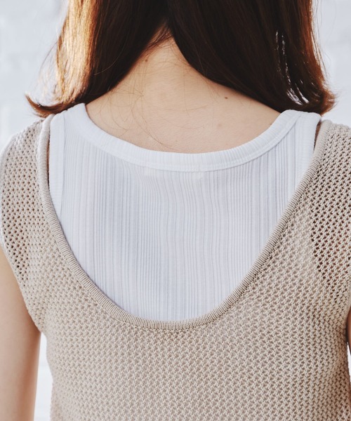 acro（アクロ）の「メッシュニットタンク/AC1101（タンクトップ・レディース・ブラウン/グリーン/ベージュ・ﾌﾘ-）」の7枚目の写真