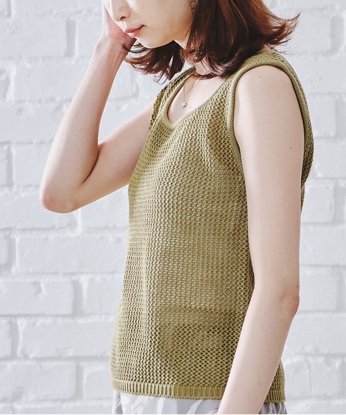 acro（アクロ）の「メッシュニットタンク/AC1101（タンクトップ・レディース・ブラウン/グリーン/ベージュ・ﾌﾘ-）」の6枚目の写真