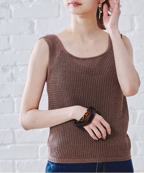 acro（アクロ）の「メッシュニットタンク/AC1101（タンクトップ・レディース・ブラウン/グリーン/ベージュ・ﾌﾘ-）」の4枚目の写真