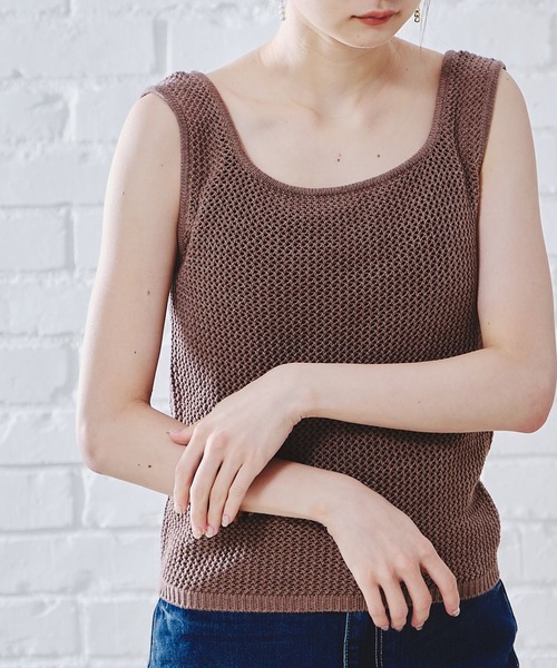 acro（アクロ）の「メッシュニットタンク/AC1101（タンクトップ・レディース・ブラウン/グリーン/ベージュ・ﾌﾘ-）」の14枚目の写真