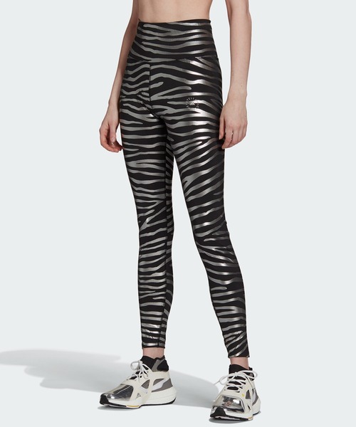 アディダスバイステラマッカートニーメタリックブラックタイツ