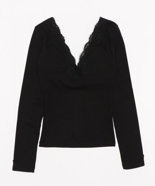 FIG&VIPER（フィグアンドバイパー）の「カップ付きレースリブTOP（Tシャツ/カットソー・レディース・ホワイト/カーキ/ブラック・FREE）」の9枚目の写真