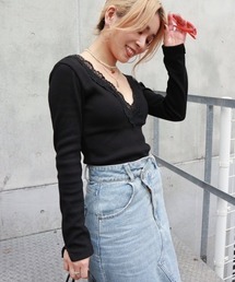 FIG&VIPER | カップ付きレースリブTOP(Tシャツ/カットソー)