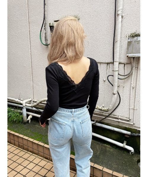 FIG&VIPER（フィグアンドバイパー）の「カップ付きレースリブTOP（Tシャツ/カットソー・レディース・ホワイト/カーキ/ブラック・FREE）」の14枚目の写真