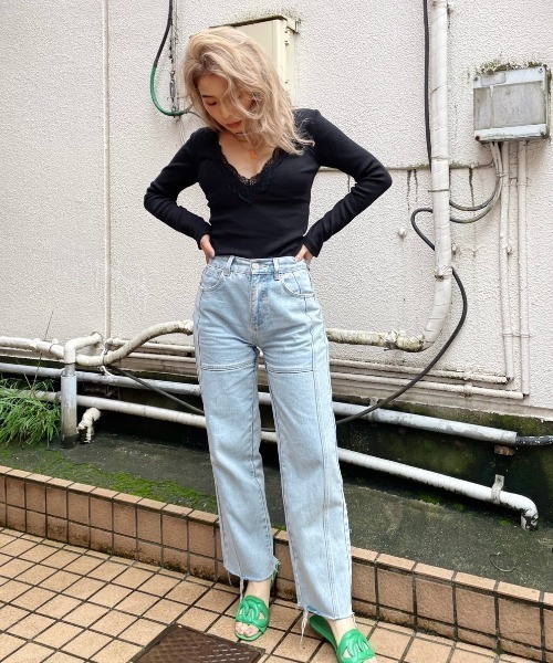 FIG&VIPER（フィグアンドバイパー）の「カップ付きレースリブTOP（Tシャツ/カットソー・レディース・ホワイト/カーキ/ブラック・FREE）」の20枚目の写真