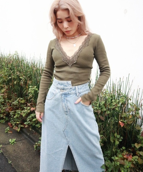 FIG&VIPER（フィグアンドバイパー）の「カップ付きレースリブTOP（Tシャツ/カットソー・レディース・ホワイト/カーキ/ブラック・FREE）」の17枚目の写真