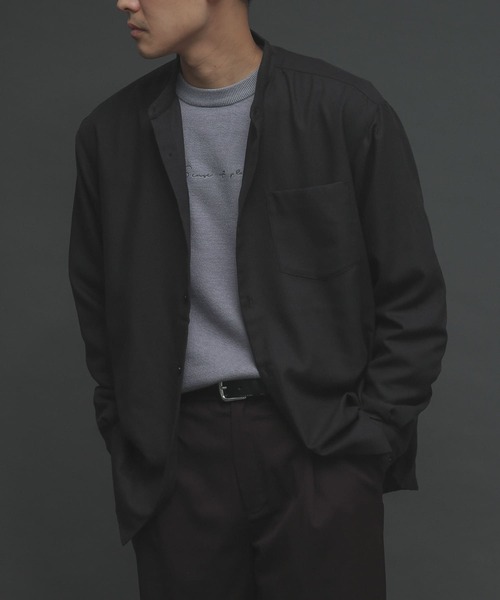 SENSE OF PLACE by URBAN RESEARCH（センスオブプレイスバイアーバンリサーチ）の「バンドカラーネルシャツ（シャツ/ブラウス・メンズ・チャコールグレー/ブラウン系その他/ライトベージュ/ブルー/ブラウン・MEDIUM/LARGE）」の2枚目の写真