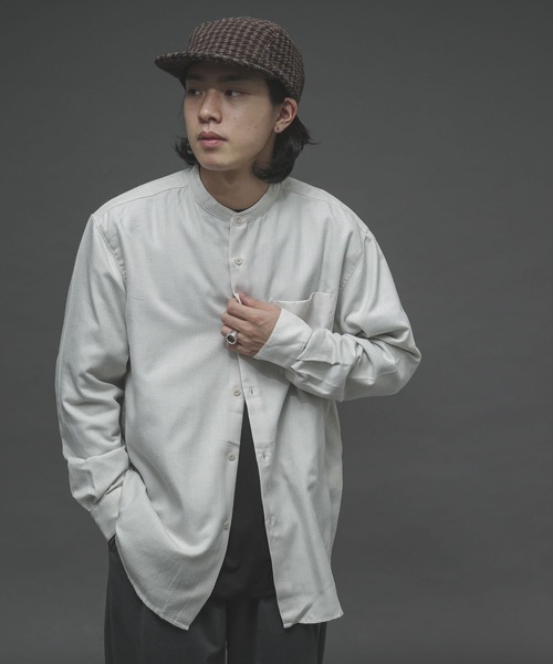 SENSE OF PLACE by URBAN RESEARCH（センスオブプレイスバイアーバンリサーチ）の「バンドカラーネルシャツ（シャツ/ブラウス・メンズ・チャコールグレー/ブラウン系その他/ライトベージュ/ブルー/ブラウン・MEDIUM/LARGE）」の6枚目の写真