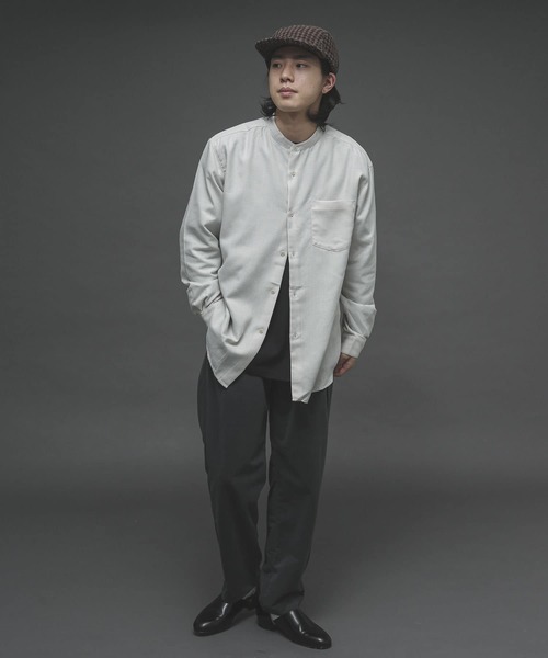 SENSE OF PLACE by URBAN RESEARCH（センスオブプレイスバイアーバンリサーチ）の「バンドカラーネルシャツ（シャツ/ブラウス・メンズ・チャコールグレー/ブラウン系その他/ライトベージュ/ブルー/ブラウン・MEDIUM/LARGE）」の8枚目の写真