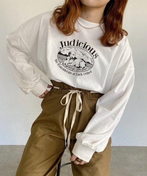 nemne store(ネンネストア)の「あの頃のゆったりアソートロンT(Tシャツ/カットソー・レディース・グリーン/モカ/オートミール/ホワイト系その他/グレー系その他/ベージュ系その他/ダークブルー/スミクロ/ホワイト系その他2/ホワイト系その他3/ベージュ系その他2・フリー)」の4枚目の写真