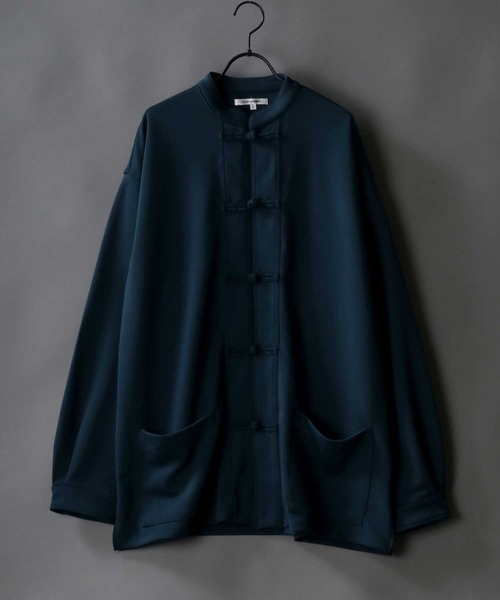 SITRY（シトリー）の「wide silhouette china Jersey cardigan/ワイドシルエット チャイナ ジャージ ルーズカーディガン/カーデ（カーディガン/ボレロ・メンズ・ブラック/ネイビー/モカ・M/L）」の3枚目の写真