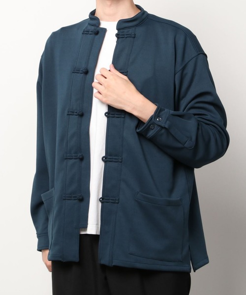 SITRY（シトリー）の「wide silhouette china Jersey cardigan/ワイドシルエット チャイナ ジャージ ルーズカーディガン/カーデ（カーディガン/ボレロ・メンズ・ブラック/ネイビー/モカ・M/L）」の5枚目の写真