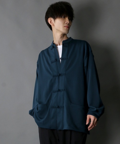SITRY（シトリー）の「wide silhouette china Jersey cardigan/ワイドシルエット チャイナ ジャージ ルーズカーディガン/カーデ（カーディガン/ボレロ・メンズ・ブラック/ネイビー/モカ・M/L）」の22枚目の写真