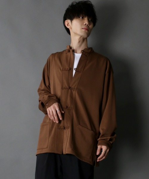 SITRY（シトリー）の「wide silhouette china Jersey cardigan/ワイドシルエット チャイナ ジャージ ルーズカーディガン/カーデ（カーディガン/ボレロ・メンズ・ブラック/ネイビー/モカ・M/L）」の20枚目の写真