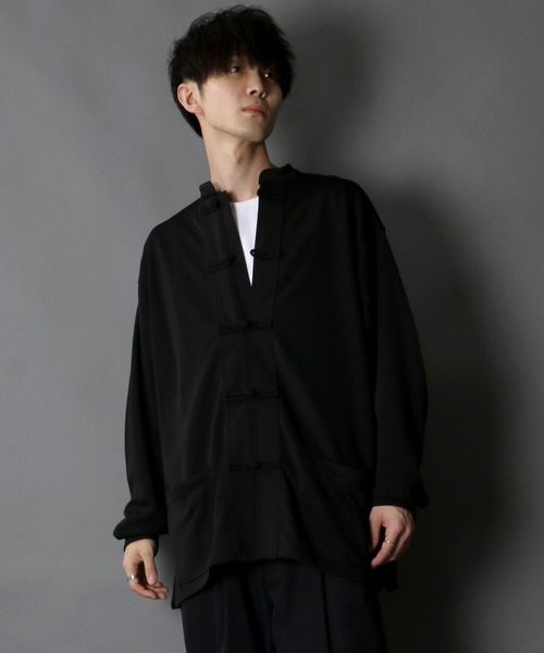 SITRY（シトリー）の「wide silhouette china Jersey cardigan/ワイドシルエット チャイナ ジャージ ルーズカーディガン/カーデ（カーディガン/ボレロ・メンズ・ブラック/ネイビー/モカ・M/L）」の18枚目の写真