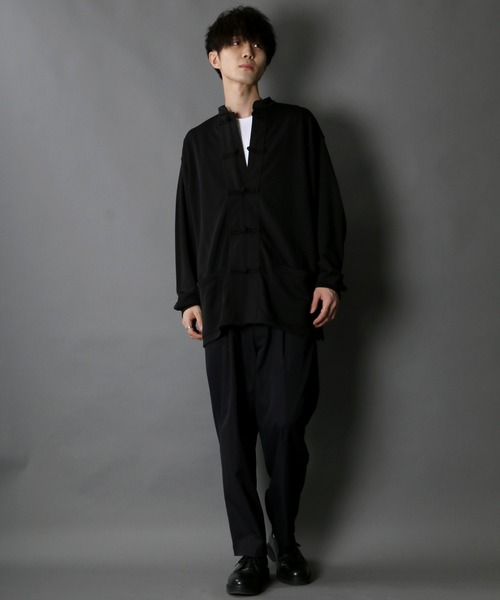 SITRY（シトリー）の「wide silhouette china Jersey cardigan/ワイドシルエット チャイナ ジャージ ルーズカーディガン/カーデ（カーディガン/ボレロ・メンズ・ブラック/ネイビー/モカ・M/L）」の19枚目の写真