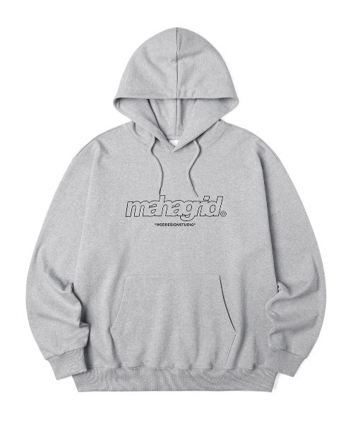 MAHAGRID(マハグリッド)の「【mahagrid】THIRD LOGO HOODIE / マハグリッド サード ロゴ フーディー 裏起毛(パーカー・メンズ・チャコールグレー/ブラック/グレー/ブルー/クリーム/オレンジ/ネイビー/グリーン・SMALL/MEDIUM/LARGE/X-LARGE)」の4枚目の写真