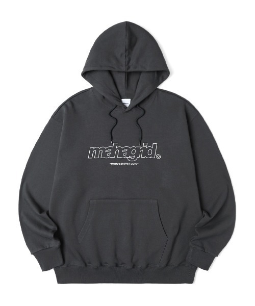 MAHAGRID(マハグリッド)の「【mahagrid】THIRD LOGO HOODIE / マハグリッド サード ロゴ フーディー 裏起毛(パーカー・メンズ・チャコールグレー/ブラック/グレー/ブルー/クリーム/オレンジ/ネイビー/グリーン・SMALL/MEDIUM/LARGE/X-LARGE)」の3枚目の写真