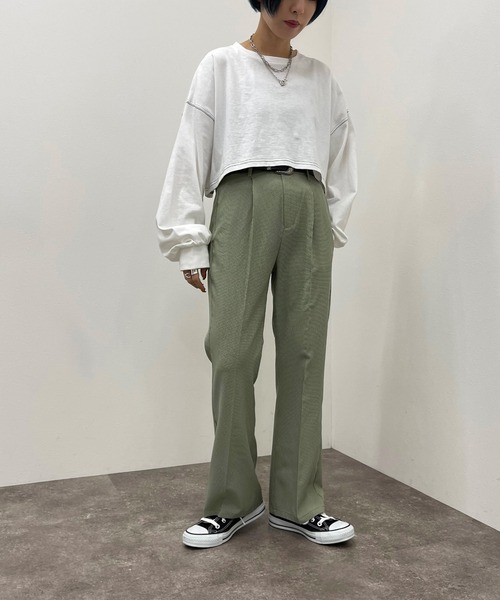 apres jour mignon(アプレジュールミニョン)の「チェックフレアパンツ【ZOZOTOWN限定アイテム】(その他パンツ・レディース・グリーン系その他/オレンジ系その他/イエロー系その他/カーキ・X-LARGE/MEDIUM/SMALL)」の8枚目の写真