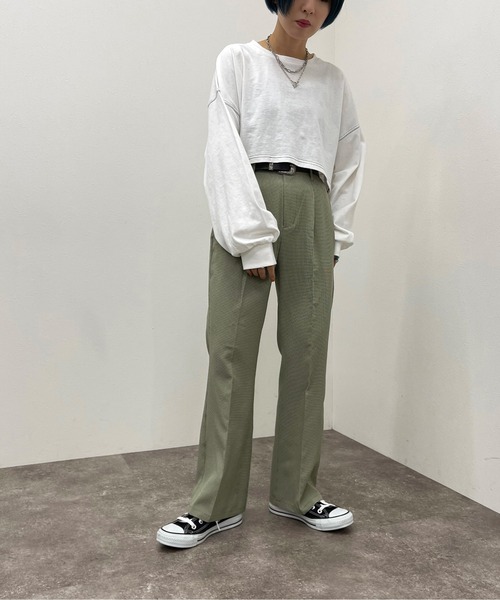 apres jour mignon(アプレジュールミニョン)の「チェックフレアパンツ【ZOZOTOWN限定アイテム】(その他パンツ・レディース・グリーン系その他/オレンジ系その他/イエロー系その他/カーキ・X-LARGE/MEDIUM/SMALL)」の9枚目の写真