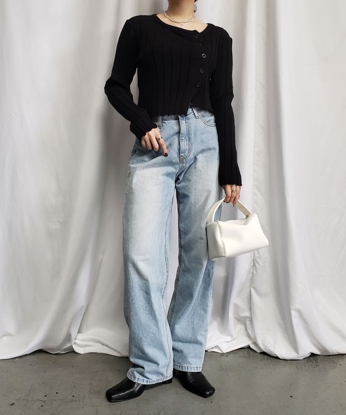 me+em select（ミームセレクト）の「リブニットショートボタンカーディガン（カーディガン/ボレロ・レディース・ホワイト/ブラック/ベージュ/グレー・FREE）」の19枚目の写真