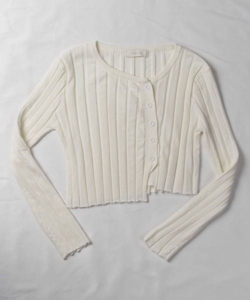 me+em select（ミームセレクト）の「リブニットショートボタンカーディガン（カーディガン/ボレロ・レディース・ホワイト/ブラック/ベージュ/グレー・FREE）」の8枚目の写真