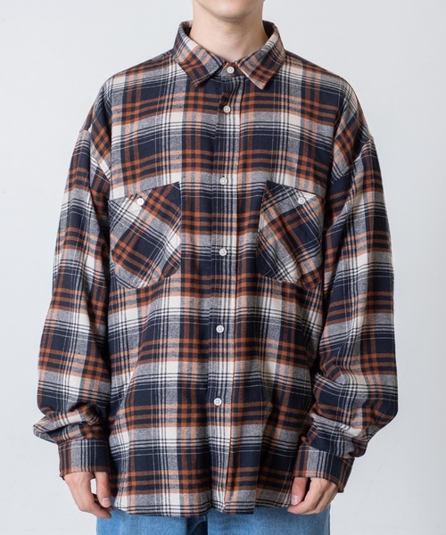 WEGO（ウィゴー）の「WEGO/ビッグシルエットネルシャツ（シャツ/ブラウス・メンズ・ベージュ系その他2/ブルー系その他2・MEDIUM/LARGE）」の11枚目の写真