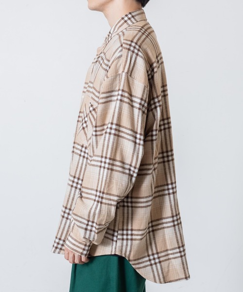 WEGO（ウィゴー）の「WEGO/ビッグシルエットネルシャツ（シャツ/ブラウス・メンズ・ベージュ系その他2/ブルー系その他2・MEDIUM/LARGE）」の13枚目の写真