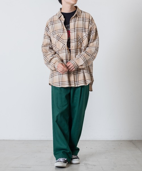 WEGO（ウィゴー）の「WEGO/ビッグシルエットネルシャツ（シャツ/ブラウス・メンズ・ベージュ系その他2/ブルー系その他2・MEDIUM/LARGE）」の5枚目の写真