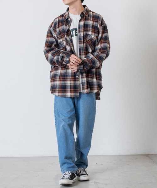 WEGO（ウィゴー）の「WEGO/ビッグシルエットネルシャツ（シャツ/ブラウス・メンズ・ベージュ系その他2/ブルー系その他2・MEDIUM/LARGE）」の9枚目の写真