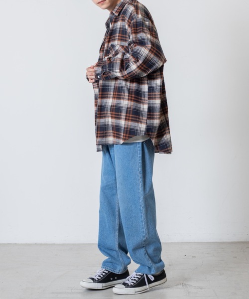 WEGO（ウィゴー）の「WEGO/ビッグシルエットネルシャツ（シャツ/ブラウス・メンズ・ベージュ系その他2/ブルー系その他2・MEDIUM/LARGE）」の10枚目の写真