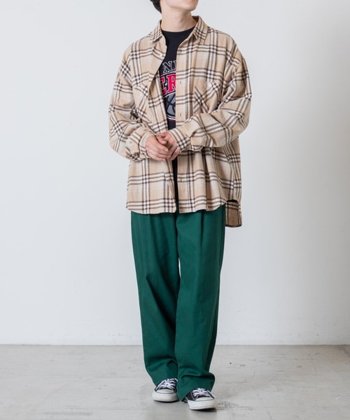 WEGO（ウィゴー）の「WEGO/ビッグシルエットネルシャツ（シャツ/ブラウス・メンズ・ベージュ系その他2/ブルー系その他2・MEDIUM/LARGE）」の6枚目の写真