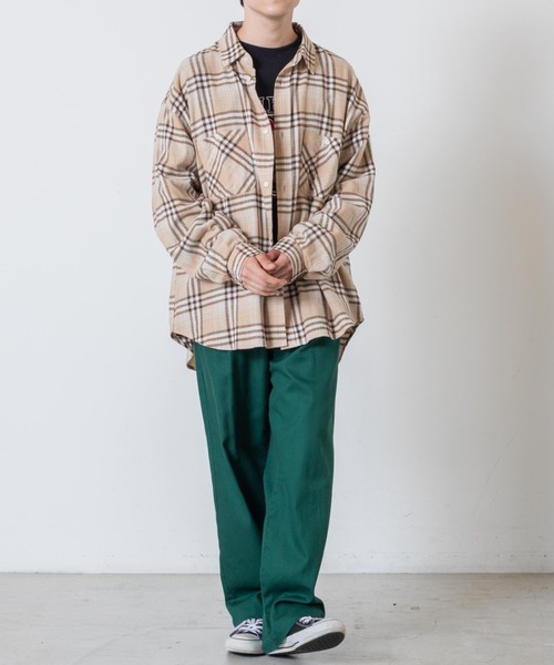 WEGO（ウィゴー）の「WEGO/ビッグシルエットネルシャツ（シャツ/ブラウス・メンズ・ベージュ系その他2/ブルー系その他2・MEDIUM/LARGE）」の7枚目の写真