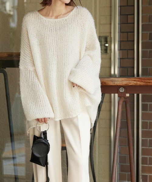 titivate（ティティベイト）の「ローゲージハンドライクニット（ニット/セーター・レディース・オフホワイト/ピンク/グリーン/グレイッシュベージュ/ブルー/モカ・S/M）」の2枚目の写真