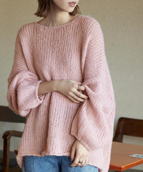 titivate（ティティベイト）の「ローゲージハンドライクニット（ニット/セーター・レディース・オフホワイト/ピンク/グリーン/グレイッシュベージュ/ブルー/モカ・S/M）」の6枚目の写真