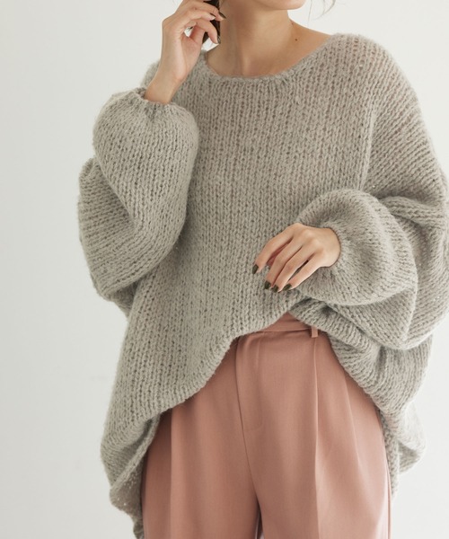 titivate（ティティベイト）の「ローゲージハンドライクニット（ニット/セーター・レディース・オフホワイト/ピンク/グリーン/グレイッシュベージュ/ブルー/モカ・S/M）」の4枚目の写真