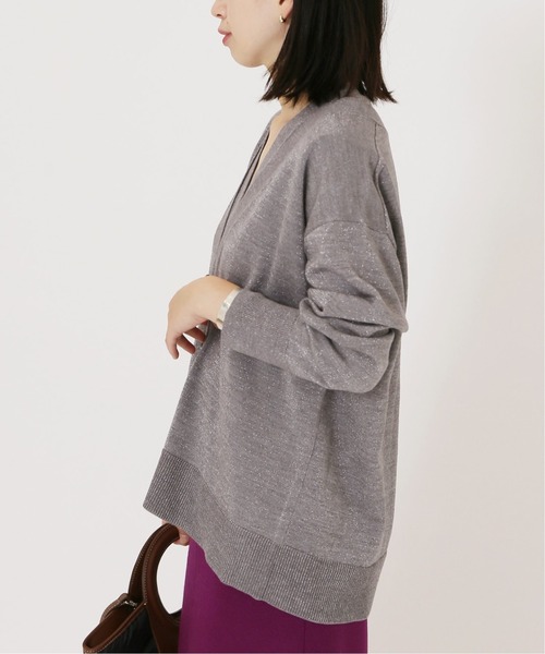 journal standard L'essage（ジャーナルスタンダードレサージュ）の「ラメVネックカーディガン◆（カーディガン/ボレロ・レディース・グレー/ブラウン/ブルー・フリー）」の19枚目の写真