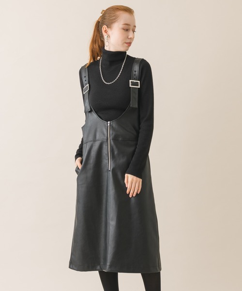 DOLLUPOOPS（ドールアップウップス）の「DOLL UP OOPS　フェイクレザージャンバースカート（ジャンパースカート・レディース・ブラック・FREE）」の7枚目の写真