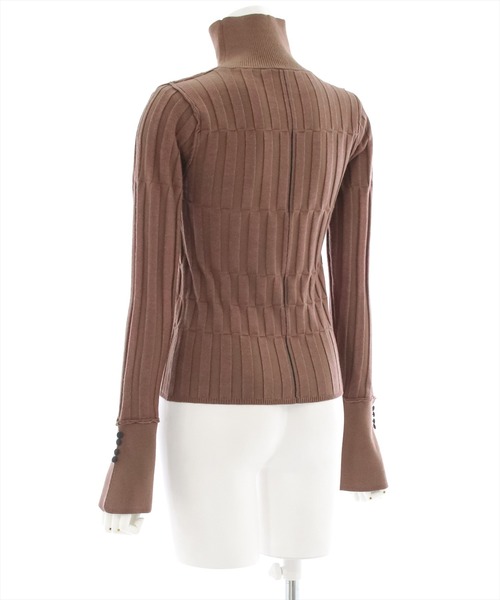 clear（クリア）の「スリットスリーブチェッカーニットトップス（ニット/セーター・レディース・グリーン/マスタード/ブラウン・F）」の6枚目の写真