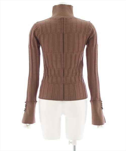 clear（クリア）の「スリットスリーブチェッカーニットトップス（ニット/セーター・レディース・グリーン/マスタード/ブラウン・F）」の7枚目の写真