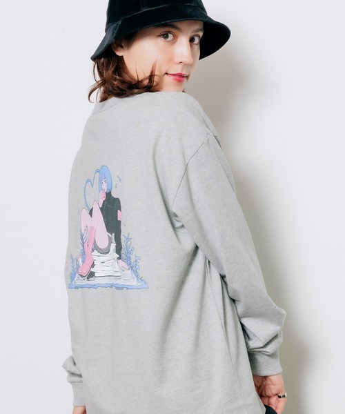 FRUIT OF THE LOOM（フルーツオブザルーム）の「【ROOPTOKYO限定】FRUIT OF THE LOOM/フルーツオブザルーム×Nah 描き下ろしイラスト  ロンT（Tシャツ/カットソー・レディース・グレー/ホワイト/ブラック・M/XL/L）」の2枚目の写真