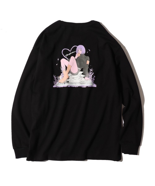 FRUIT OF THE LOOM（フルーツオブザルーム）の「【ROOPTOKYO限定】FRUIT OF THE LOOM/フルーツオブザルーム×Nah 描き下ろしイラスト  ロンT（Tシャツ/カットソー・レディース・グレー/ホワイト/ブラック・M/XL/L）」の3枚目の写真