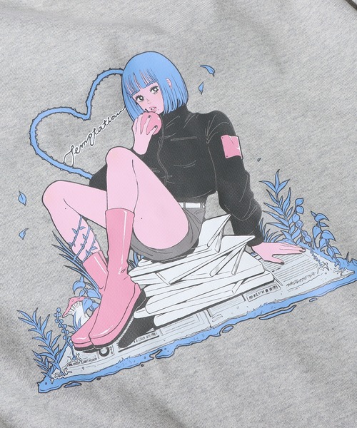 FRUIT OF THE LOOM（フルーツオブザルーム）の「【ROOPTOKYO限定】FRUIT OF THE LOOM/フルーツオブザルーム×Nah 描き下ろしイラスト  ロンT（Tシャツ/カットソー・レディース・グレー/ホワイト/ブラック・M/XL/L）」の8枚目の写真