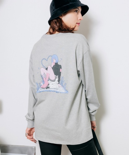 FRUIT OF THE LOOM（フルーツオブザルーム）の「【ROOPTOKYO限定】FRUIT OF THE LOOM/フルーツオブザルーム×Nah 描き下ろしイラスト  ロンT（Tシャツ/カットソー・レディース・グレー/ホワイト/ブラック・M/XL/L）」の22枚目の写真