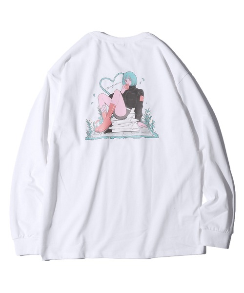 FRUIT OF THE LOOM（フルーツオブザルーム）の「【ROOPTOKYO限定】FRUIT OF THE LOOM/フルーツオブザルーム×Nah 描き下ろしイラスト  ロンT（Tシャツ/カットソー・レディース・グレー/ホワイト/ブラック・M/XL/L）」の12枚目の写真