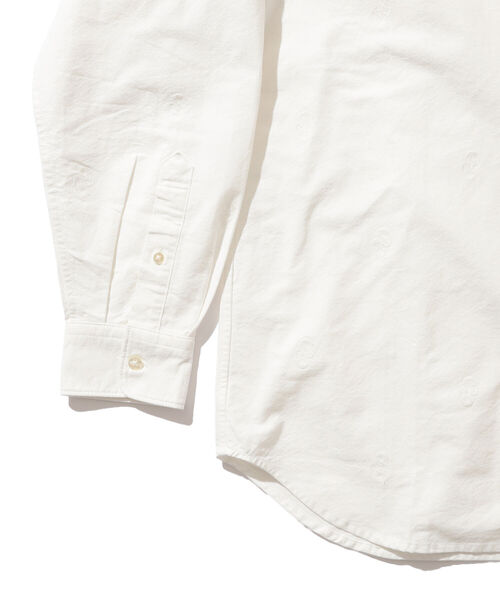 BEAMS LIGHTS（ビームスライツ）の「BEAMS LIGHTS / オックスフォード エンブロイダリー ボタンダウンシャツ（シャツ/ブラウス・メンズ・オフホワイト/ネイビー・SMALL/LARGE/MEDIUM）」の6枚目の写真